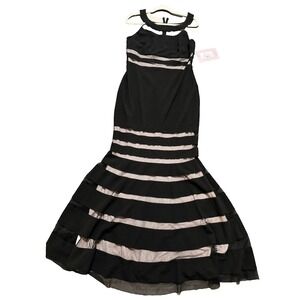 JS Collection black beige gown size 12 mermaid Prom dress stretchy - New